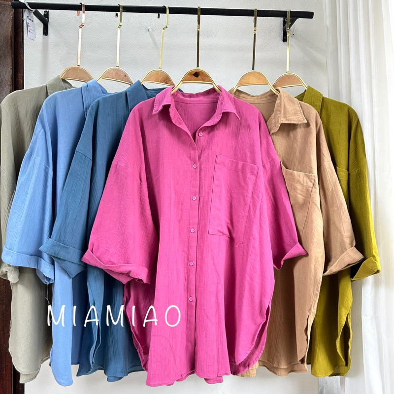 Kemeja Wanita Oversized | Kemeja Linen Crinkle