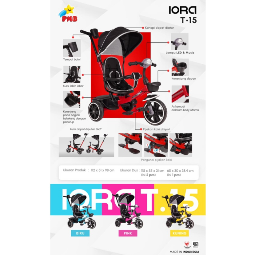 sepeda roda 3 tricycle IORA TRICYCLE T15 &amp; T15S terbaru