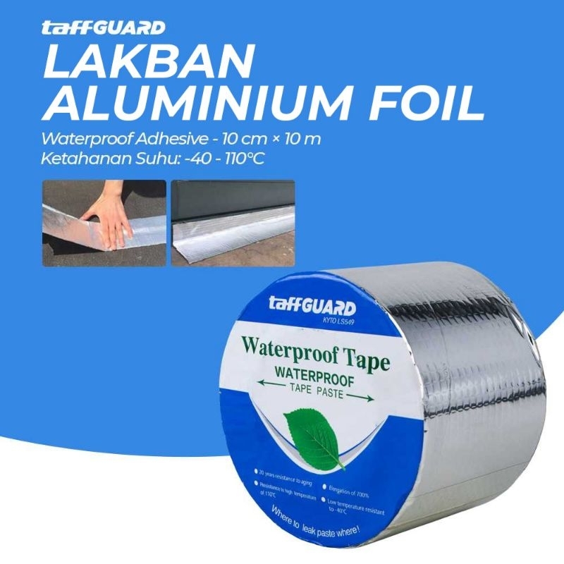 TaffGuard Lakban 10 cm x 10 m Aluminium Foil Super Adhesive Duct Tape Waterproof Tahan Air Anti Boco