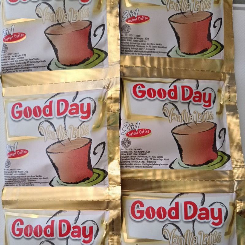 

KOPI BUBUK INSTAN GOOD DAY VANILLA LATTE 20g (10 bungkus/SERENTENG)