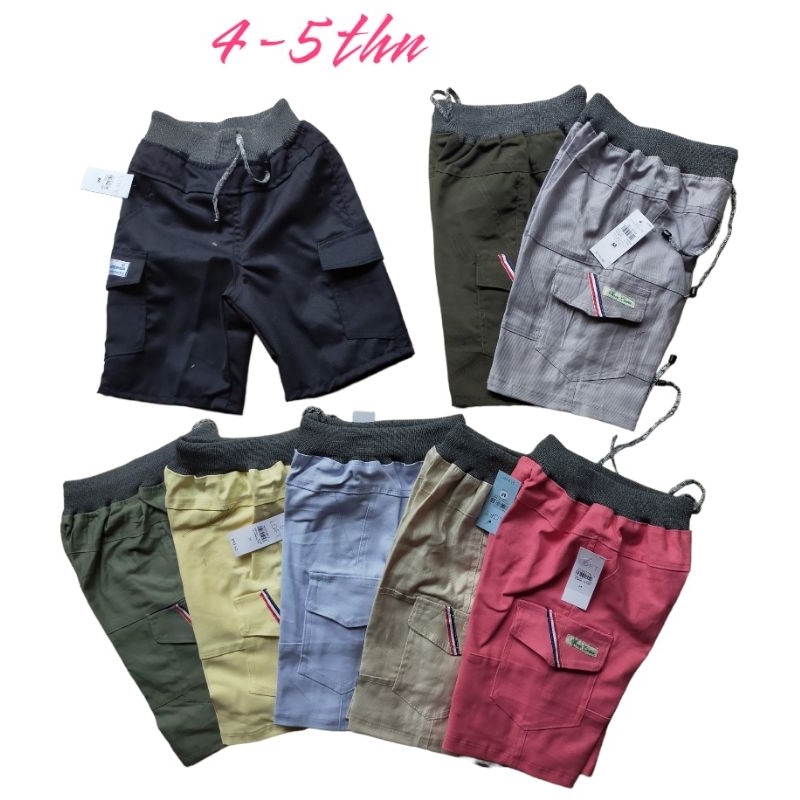 Celana Anak Cargo Pendek 3 4 5 tahun Saku Samping rip bahan katun kolor anak laki laki