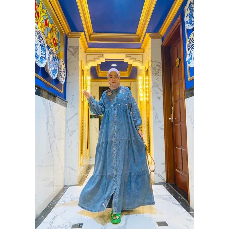 gamis jeans bordir daily 23