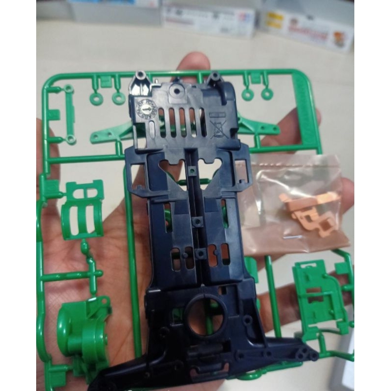 Tamiya Casis Chassis Super 2 PC-ABS Hitam + Terminal + Gearbox S2 Hijau Green Metallic