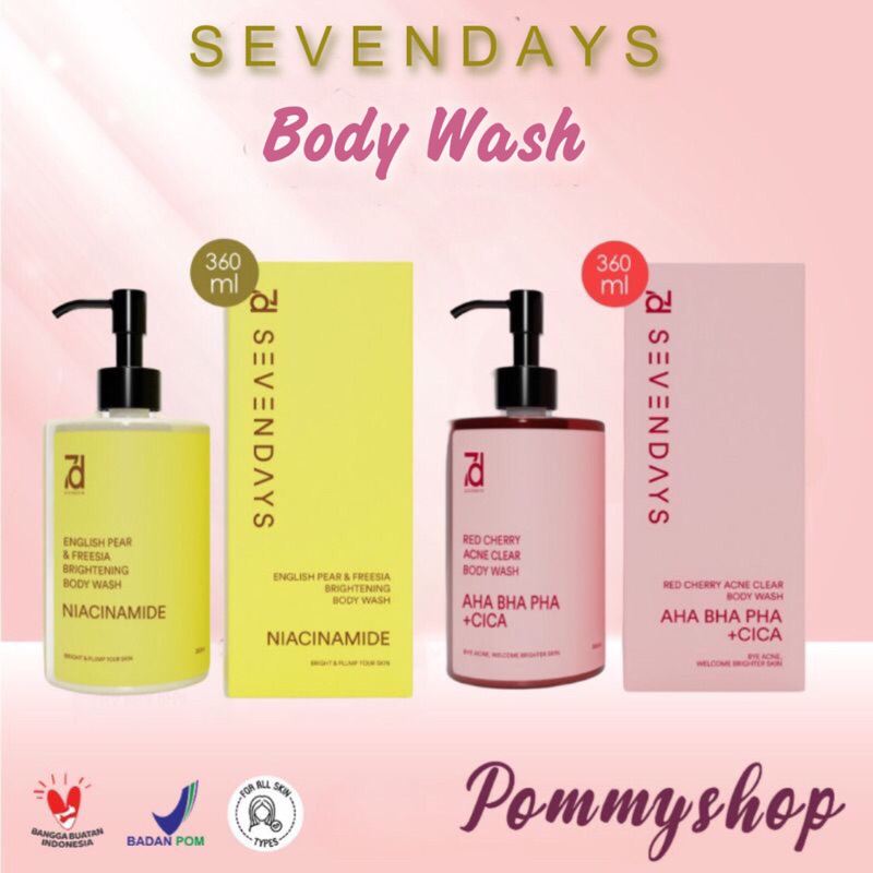 Seven Days Red Cherry Acne Clear &amp; English Pear Freesia Brightening Body Wash