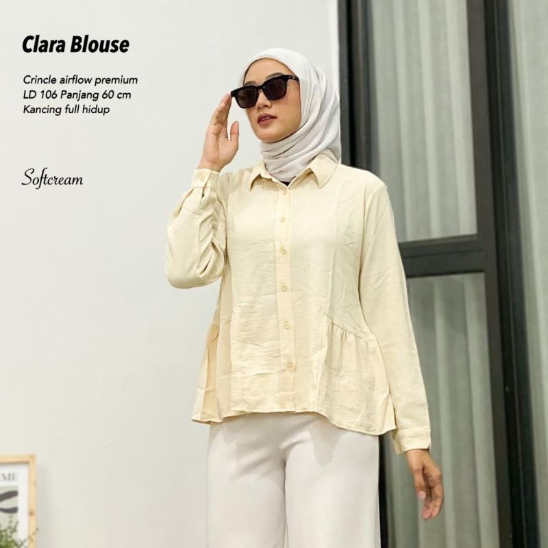 CLARA BLOUSE WANITA CRINKLE AIRFLOW / Blouse Terbaru / Blouse Polos / Blouse Lebaran