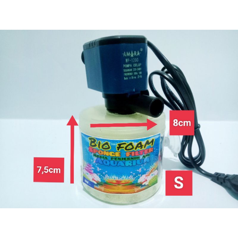 BIO FOAM POMPA AIR/POWER HEAD SPONGE FILTER PENJERNIH AIR AQUARIUM