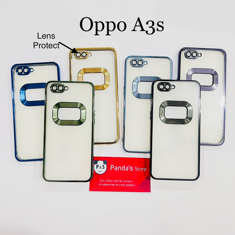 Softcase Oppo A3s Lens Protector Circle Chrome Logo Clear Case