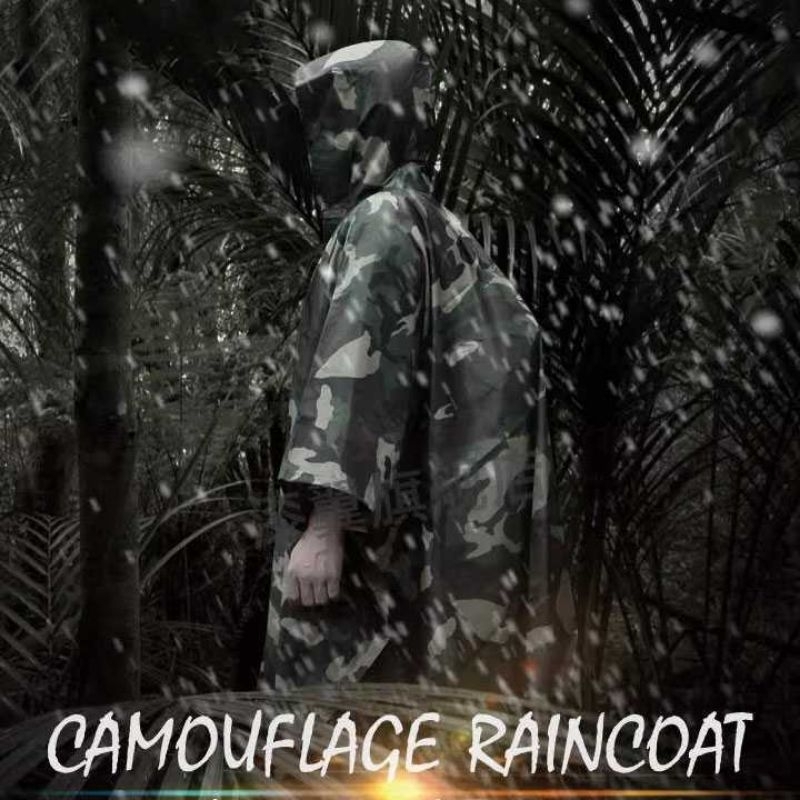 Jas Hujan Ponco Motif Loreng Tentara Camouflage Rain Coat