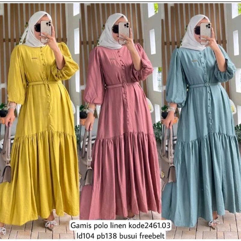 Gamis polo linen 2461.03 terlaris by Alvaro Collection
