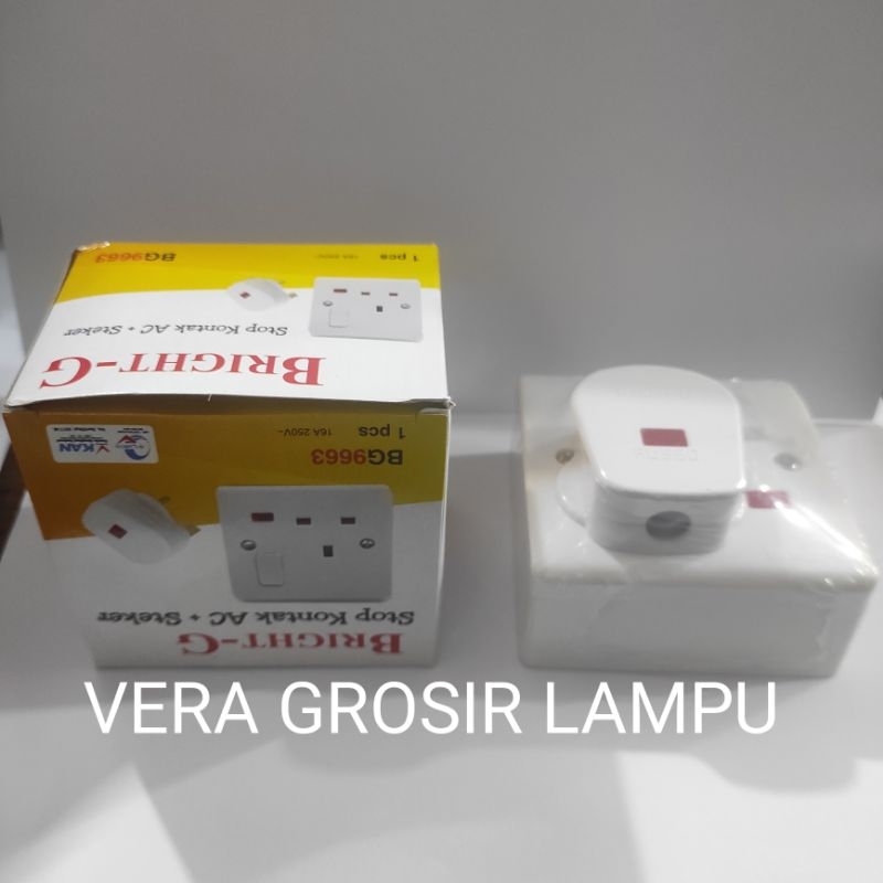 Stop kontak AC set BRIGHT-G OB Tempel tembok / Stop kontak AC BRIGHT-G SET PLUS STEKER OB TEMPEL TEM