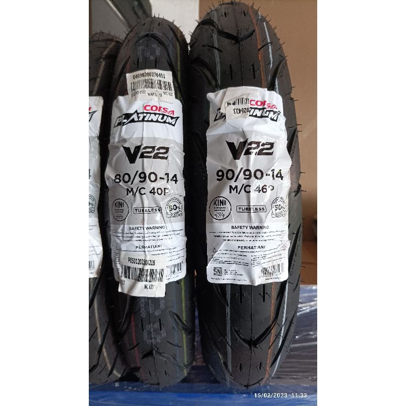 Sepasang ban tubles matic corsa v22, 80/90-14 &amp; 90/90-14. free pentil !!!