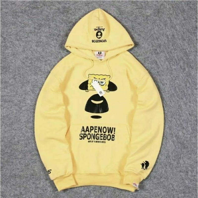 Sweater Hoodie AAPE Spongebob - Jacket Santai Katun Premium Fulltag & Label