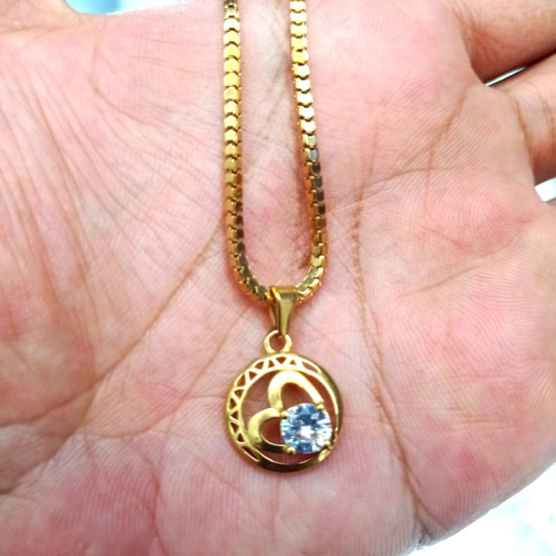 Kalung set liontin titanium perhiasan anti luntur