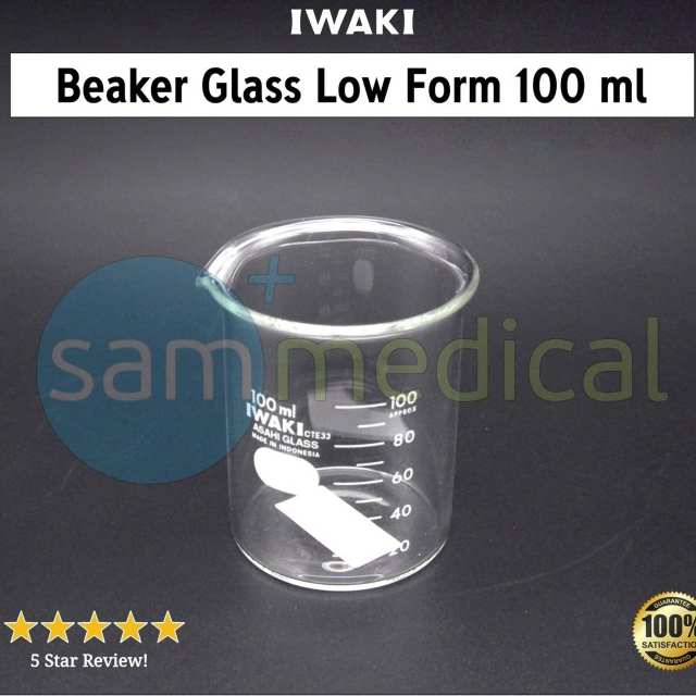Iwaki Beaker Glass Low Form/ / Gelas Beaker / Gelas Kimia 100ml
