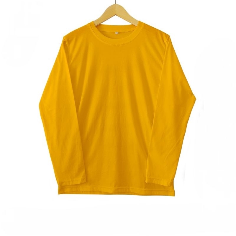 NHD - Kaos Polos Lengan Panjang Kuning Kenari Unisex Cotton Combed
