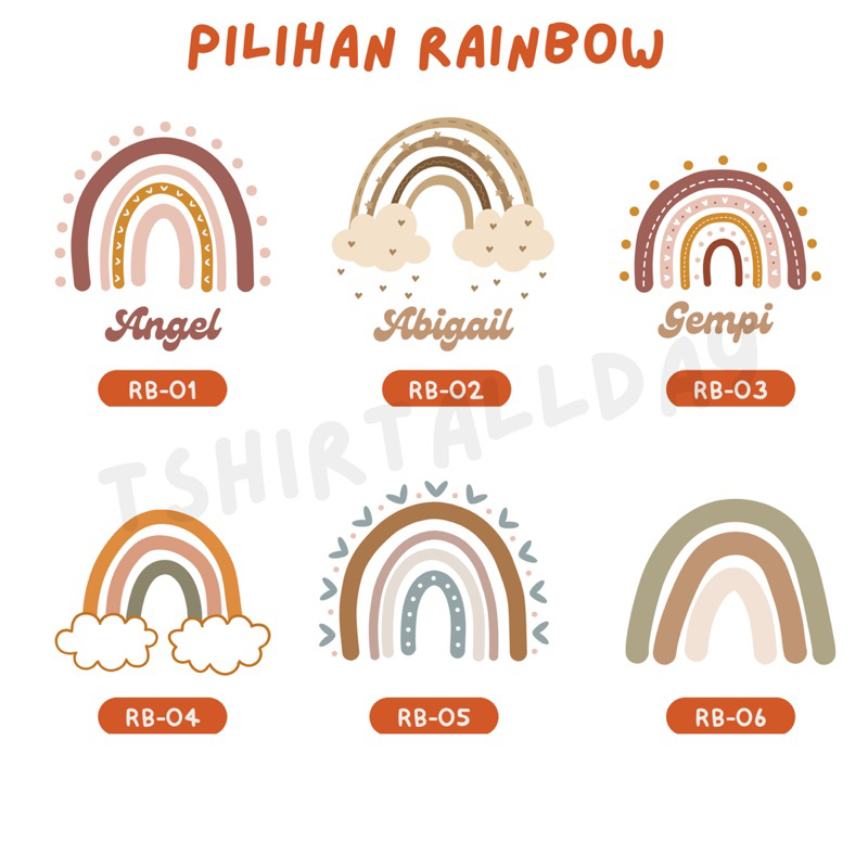 Kaos Anak Rainbow Pelangi Boho bisa Custom Nama Kado Hadiah Birthday