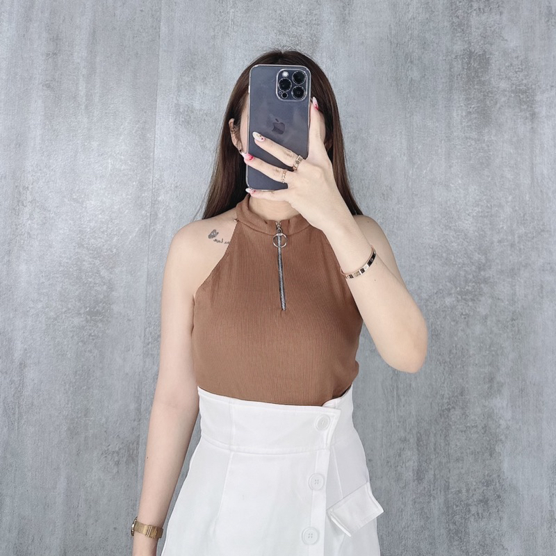 Tanktop Halter Zipper | Tanktop korea