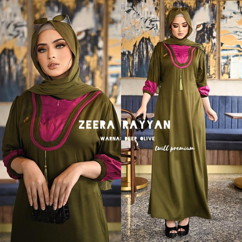 Daster Arab Zeera RAYYAN Midi Dress Busui Twill Premium Big Size