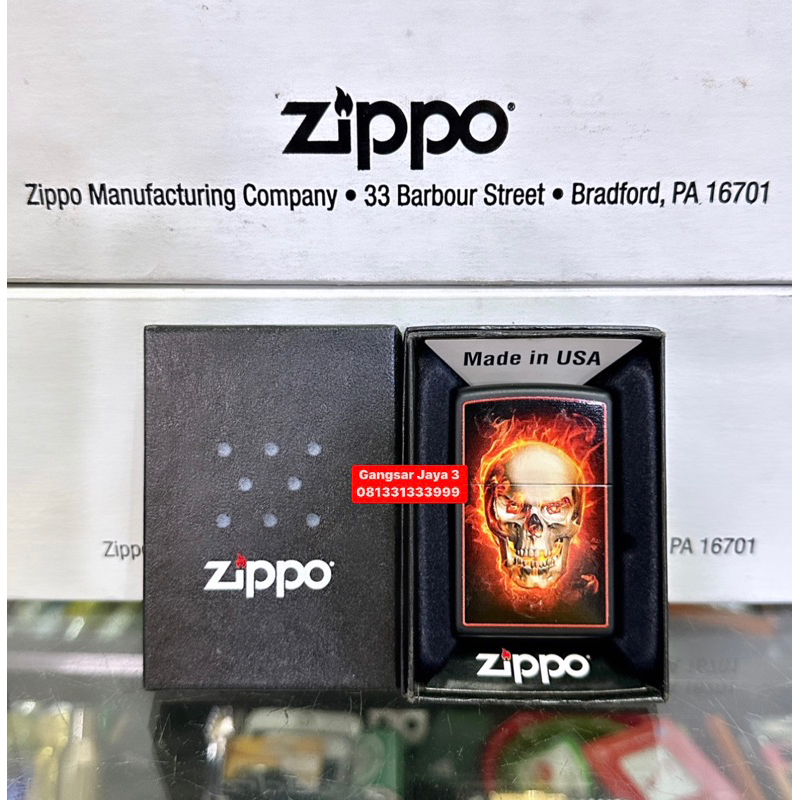 korek zippo original Burning Skull