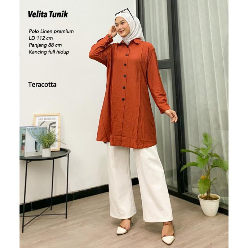 Tunik Terbaru Polo Linen - Velita Tunik //JF625