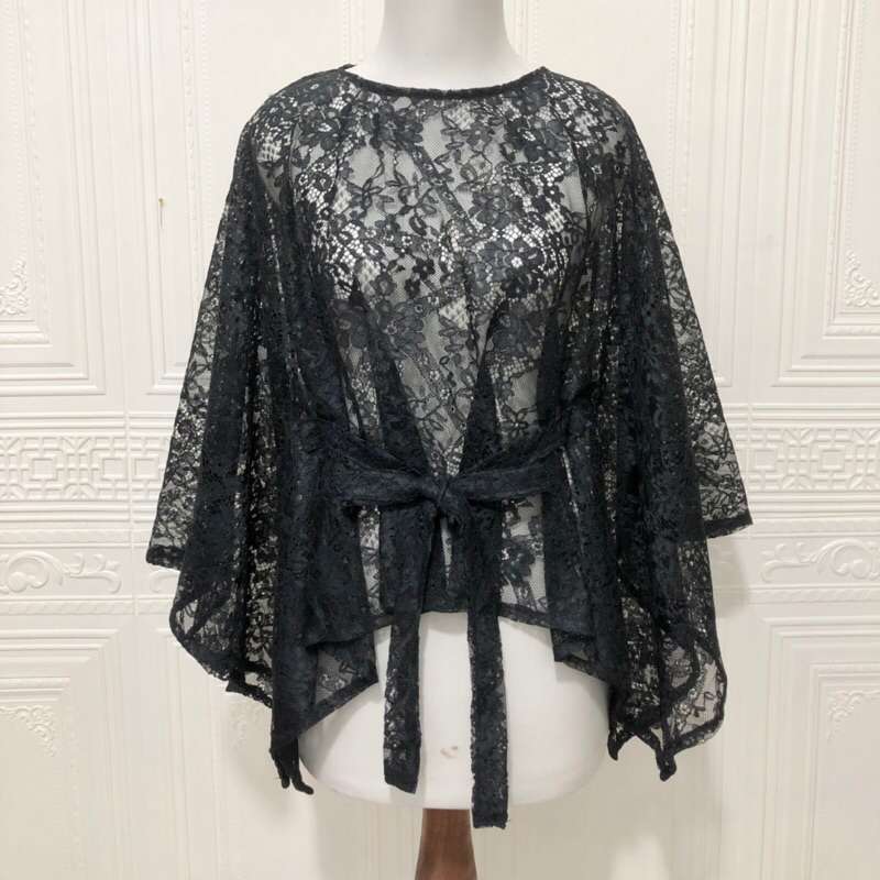 Cape Brukat Tali Pita Depan Glitter / Non Glitter