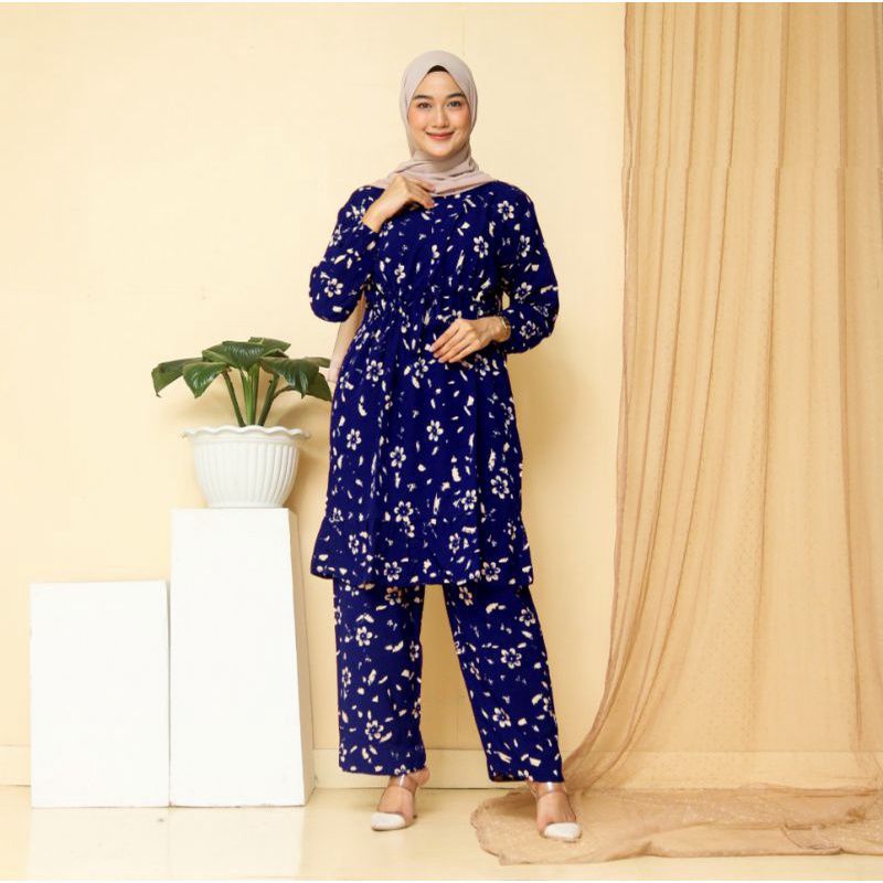 riz batik setelan tunik rayon viscose jumbo ld 120 // one set tunik jumbo