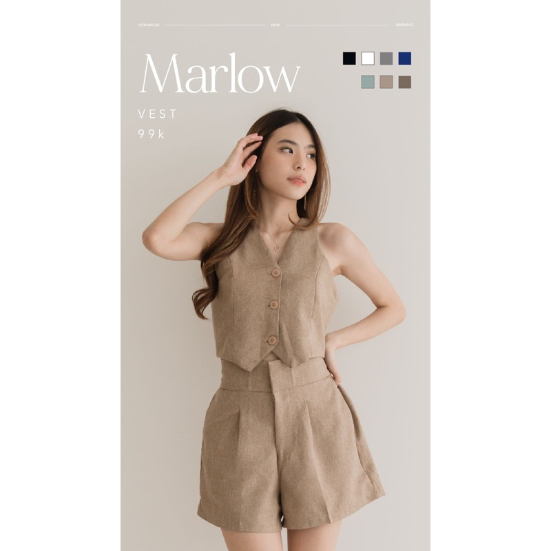 Marlow Vest —— Ocha Wear | Premium Basic Top | Atasan Wanita Murah Berkualitas | V-neck Rompi Crop