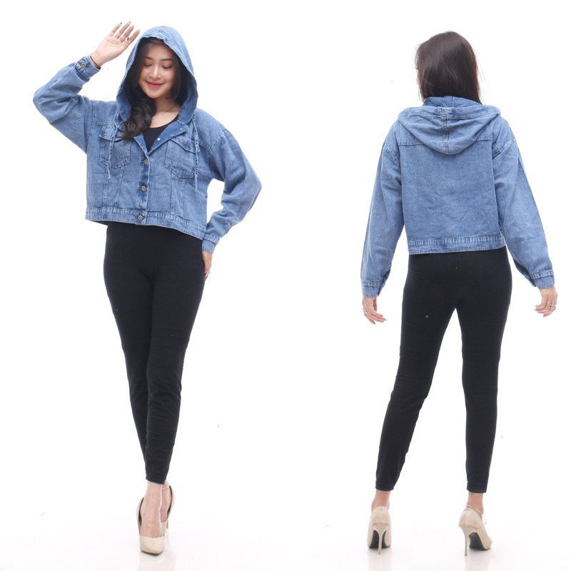 Hoodie Pocket Jaket Jeans Wanita - HOODEIE ZIPPER