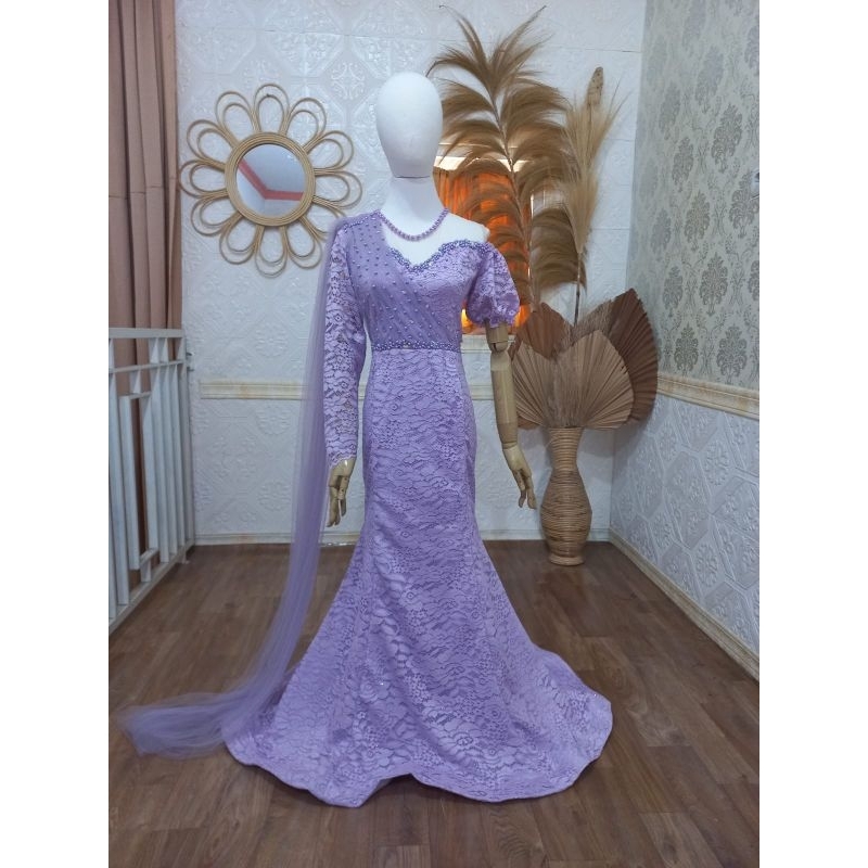 dress duyung brukat/gaun penyanyi hijab/kondangan/kebaya