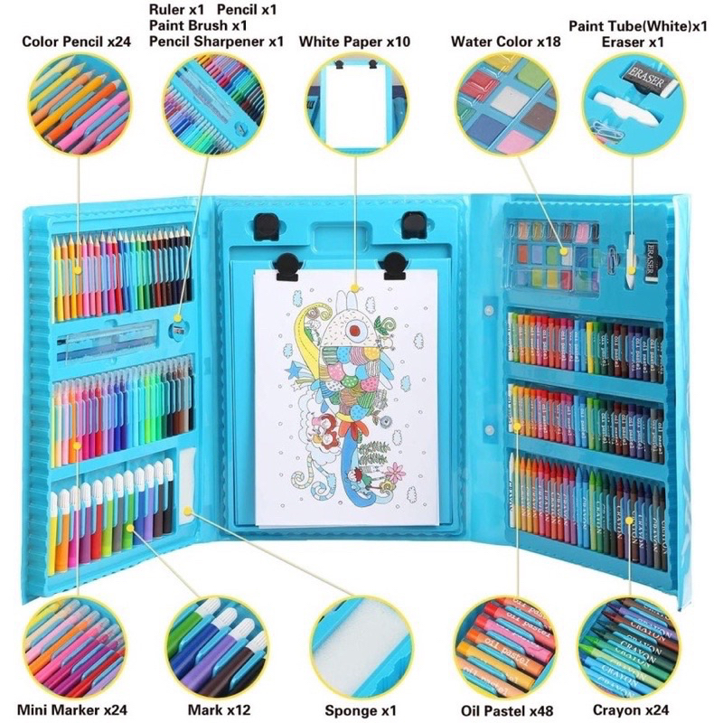 ORIGINAL CRAYON 150 dan 208 SUPER MEGA ART SET PENSIL WARNA CRAYON ANAK SET 208PCS BLOSSOM KIDS