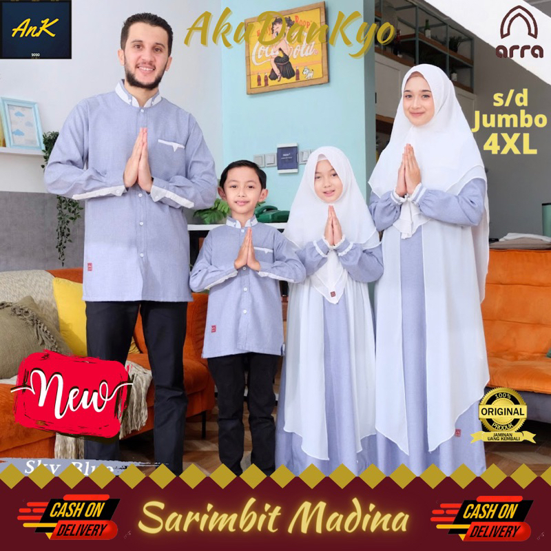 Sarimbit Keluarga 2023 Arra Madina SkyBlue Baju Couple Keluarga Lebaran 2023