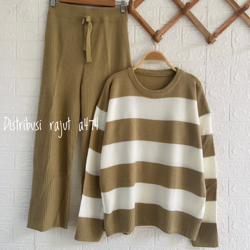 ONESET RAJUT SWEATER MAYUBI SETELAN CELANA KULOT RAJUT WANITA