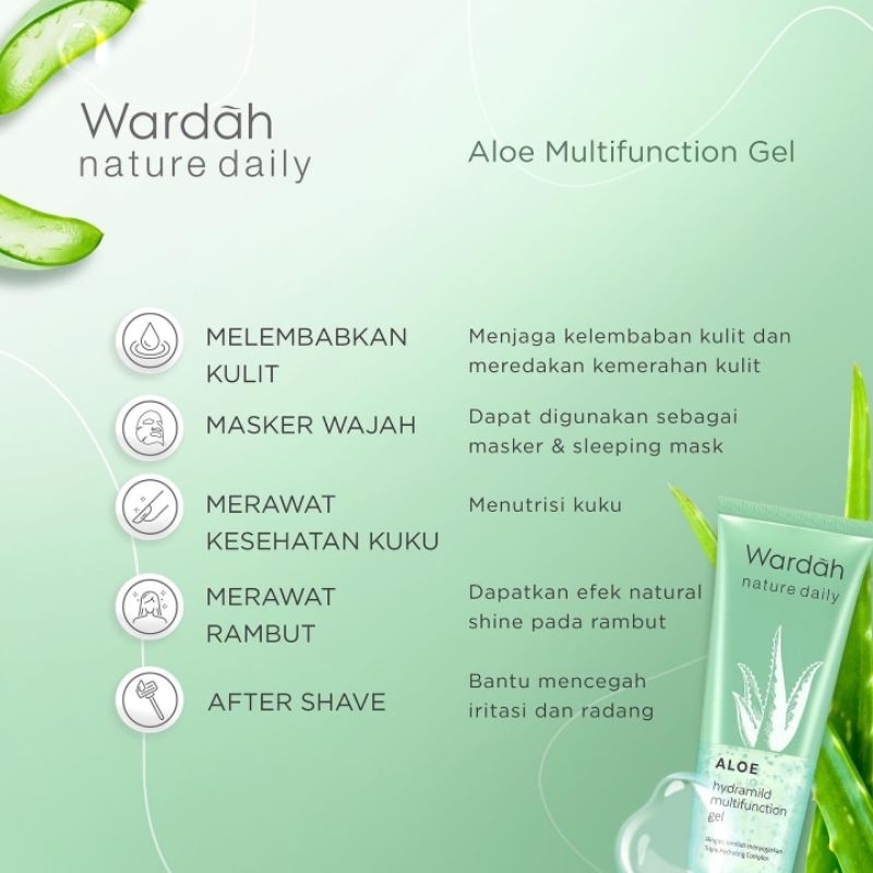 Wardah Nature Daily Aloe Hydramild Multifunction Gel 100ml (100% Original)