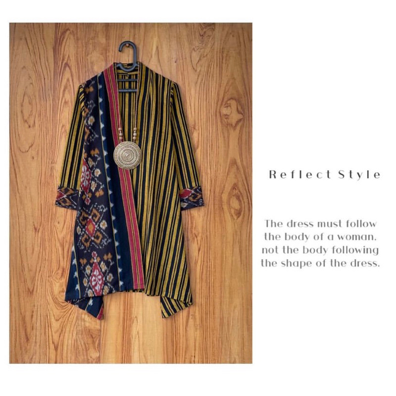 Long outer atasan wanita cardigan batik tenun lurik original