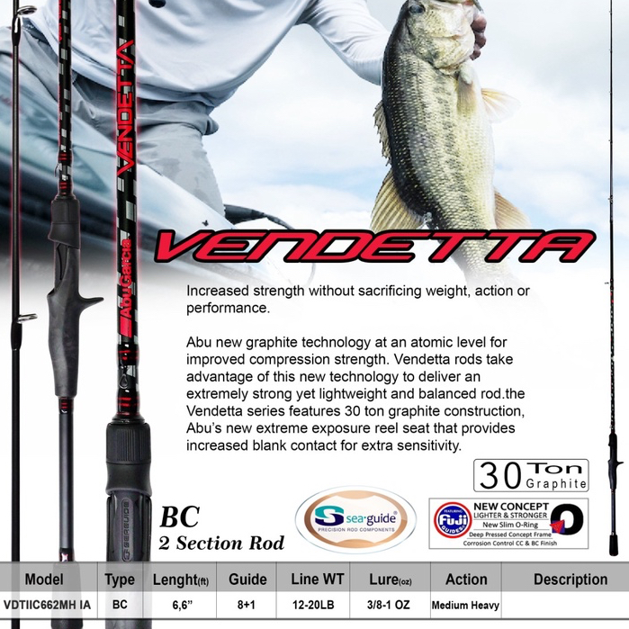 Joran pancing casting abu garcia vendetta 662MH/12-20lb