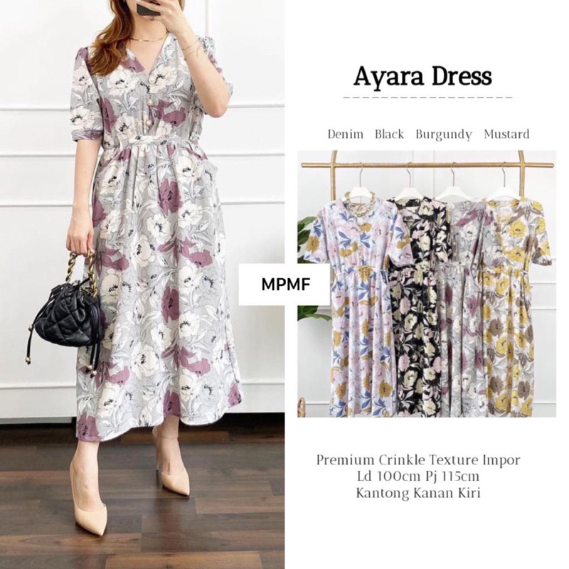 Ayara dress lengan pendek crinkle