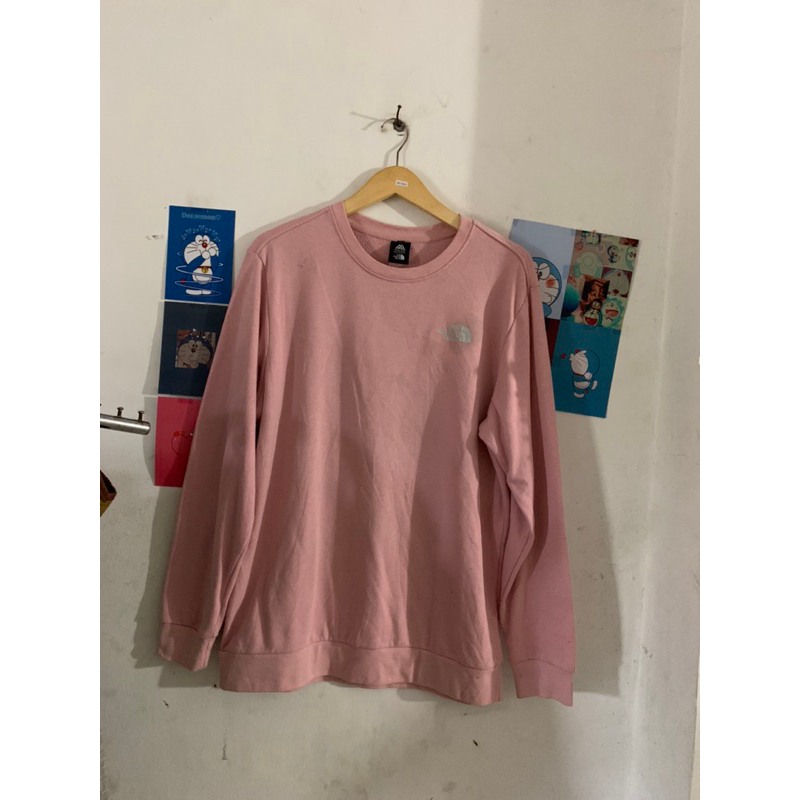 CREWNECK THE NORTH FACE PINK SMALL LOGO SECOND ORIGINAL | SWEATER CEWEK TNF PINK SECOND MURAH ORIGIN