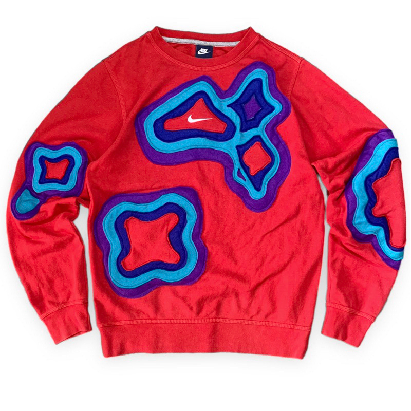 Reworked Nike Red Crewneck Psychedelic