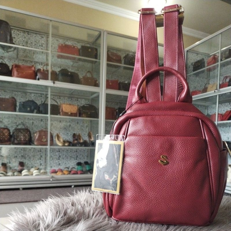 Tas ransel savvy leather s8367 warna maroon