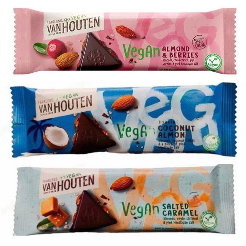 

VAN HOUTEN Chocolate Vegan 45gr / Cokelat / Van / Houten / vanhouten / Vegan / Almond / Berries / Coconut / Salted / Caramel / chocolate / coklat / bg