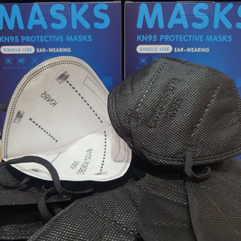 Masker KN 95 3D 5Ply Hitam Black 1 Box Isi 50 Pcs