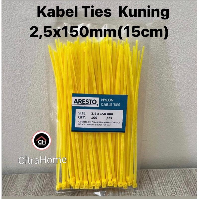 

Kabel Ties Kuning Aresto 2,5 x150mm(15cm) isi 100pcs