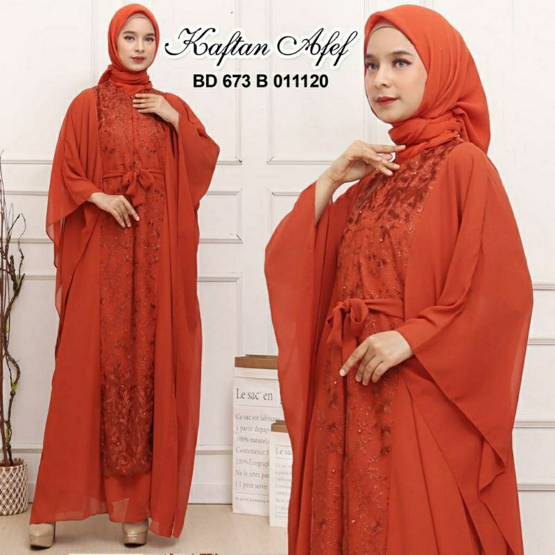 Kaftan Afef, KAFTAN LEBARAN JUMBO CANTIK MODIS FIT XXXXXL LD 170 BAHAN CERUTTY BABYDOLL MIX TILE BORDIR ZIPPER BUSUI TERMURAH TERLARIS OOTD