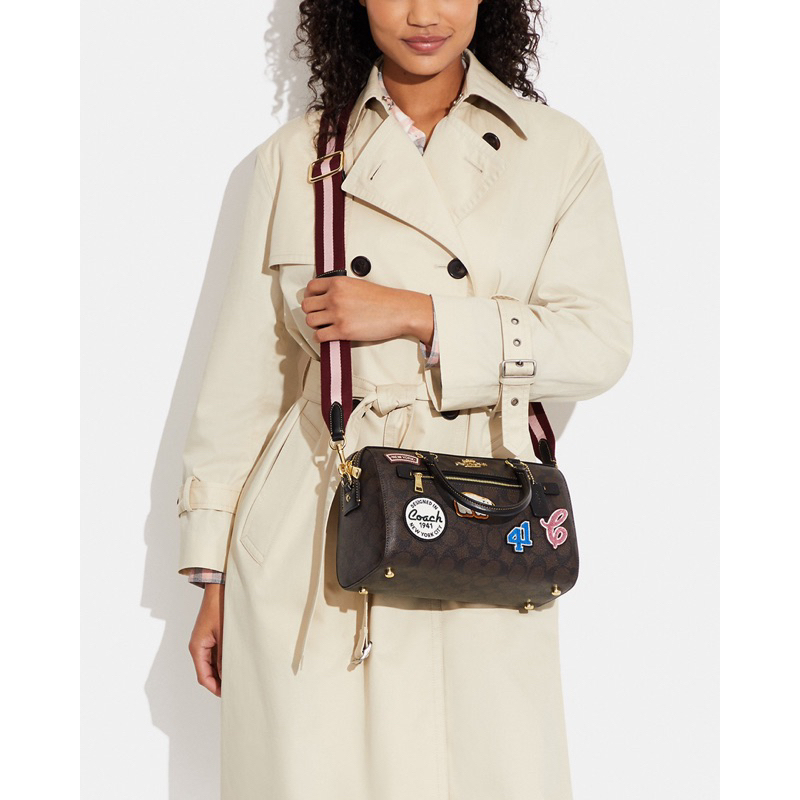 Coach Rowan Satchel In Signature Canvas With Ski Patch (CE592)