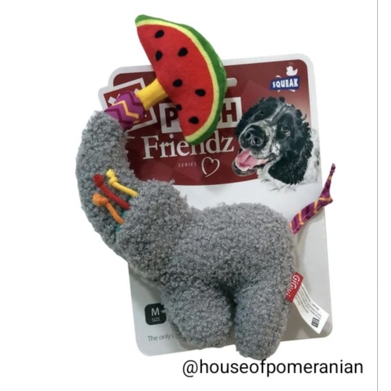 GIGWI mainan anjing squeaky dog toys plush elephant racoon