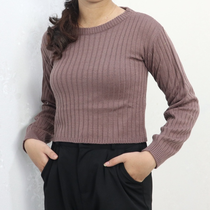 CROP TOP POLOS ONECK KNIT RAJUT | BAJU KAOS TUMBLR CROP TEE TSHIRT KAOS KOREA FASHION WANITA