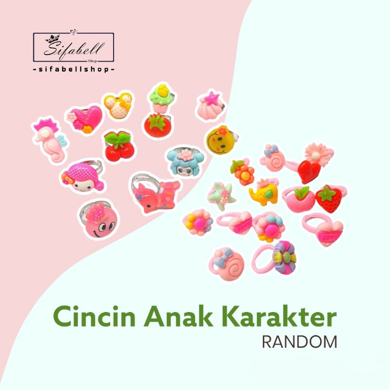 Cincin Anak Karakter Cincin Mainan Kado Anak Perempuan Motif Lucu