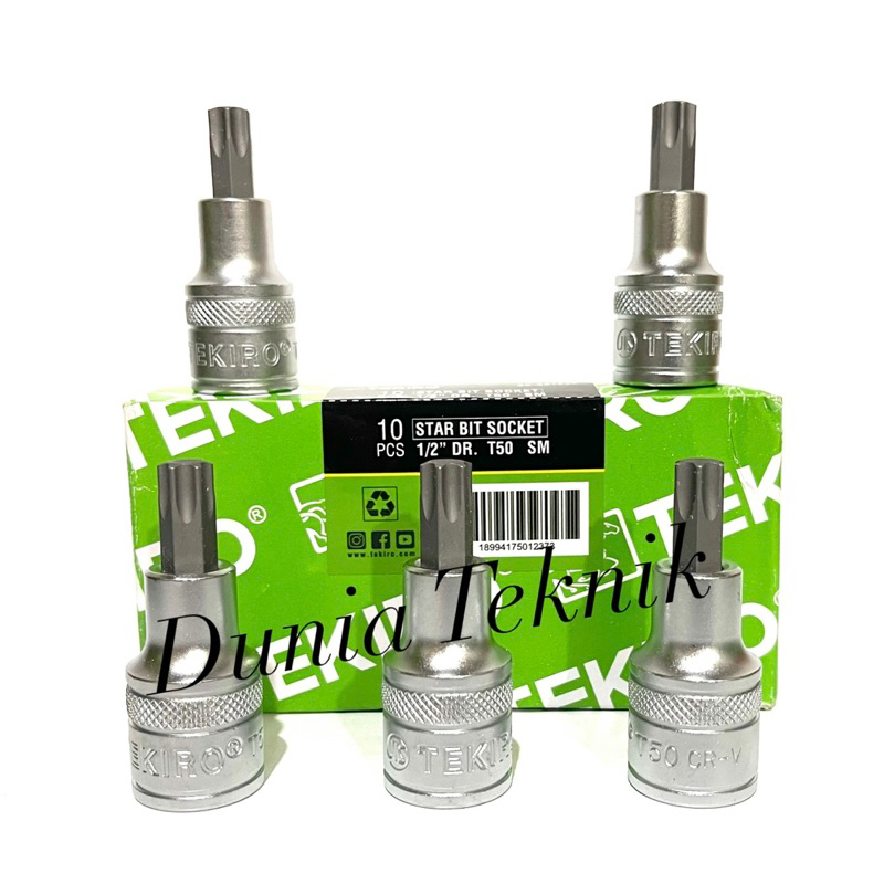 TEKIRO Star Bit Socket T50 Mata Sok Bintang T50 Mata Kunci Sock Bintang T50 1/2” Mata Shock Bintang 