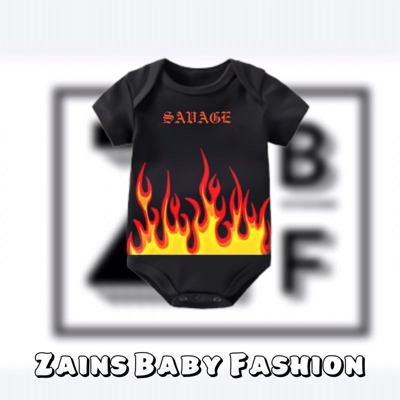 Kaos baju bayi Api Flame Burn jumper baby kids pendek tulisan usia 0 1 2 3 4 5 6 7 8 9 10 11 12 bula