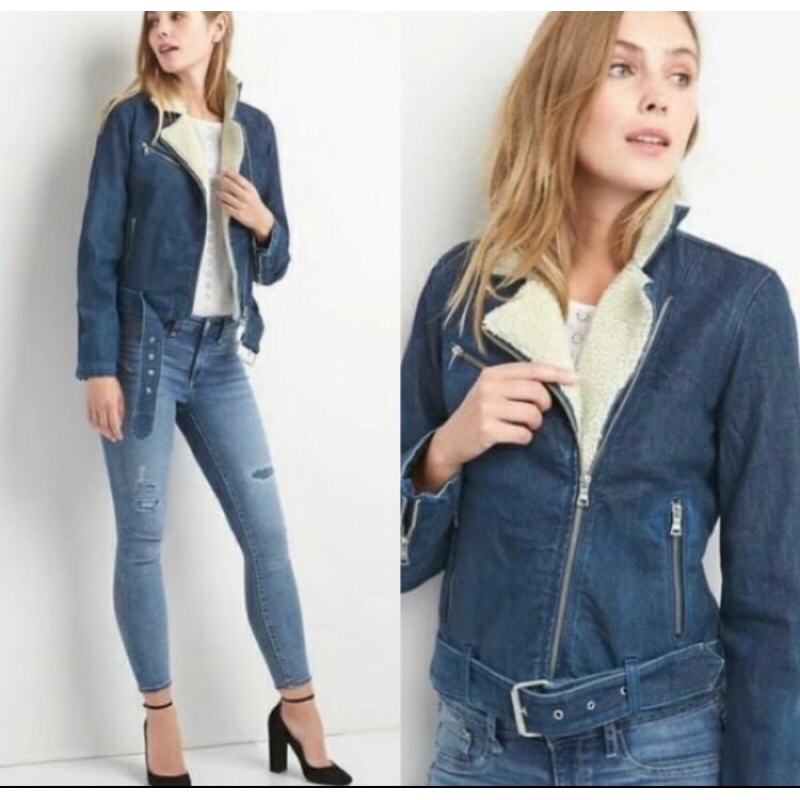 G*p denim moto Sherpa denim jacket